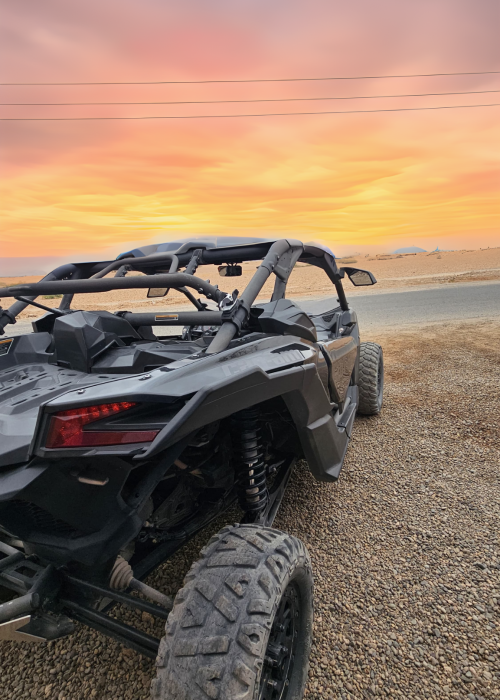 buggy marrakech palmeraie désert d'agafay lac lalla takerkoust maroc excursion couché de soleil sunset